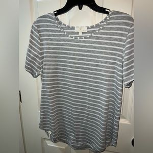 SIMPLY SOUTHERN Collection Womens Size Large Striped Slit Sleeve Shirt Top